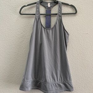 Lucy Activewear T-Back Gray Tank Top Waist Cinch Gym Workout 637171 Small